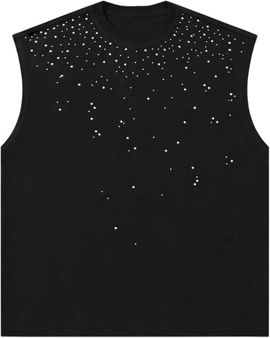 Verdusa Men's Glitter Rhinestone Tank Top Sleeveless Crew Neck Party Going Out Tops in Saudi Arabia