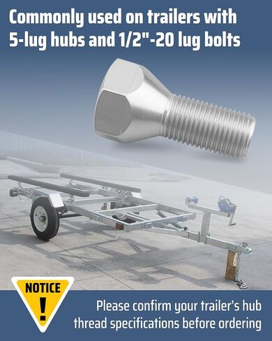 11062A Trailer Lug Bolts Fit for Boat & Utility Trailers, 1/2-20 Bolts-13/16 Hex 7/8 "Thread, High Strength Solid Steel Surface Galvanized 5PCS in Saudi Arabia