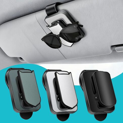 2 حزمة النظارات الشمسية للسيارة ، مقطع بطاقة التذاكر Eyeglass Mount for Car Visor ، نظارة شمسية منظمات السيارات الداخلية (أسود+رمادي) in Kuwait