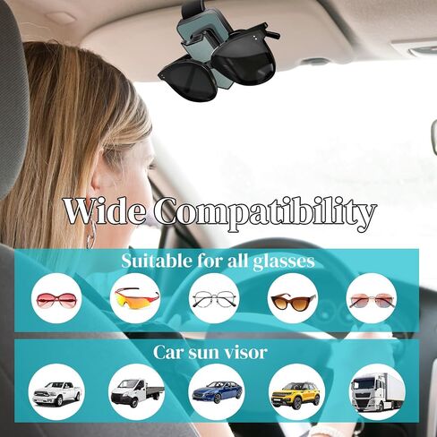 2 حزمة النظارات الشمسية للسيارة ، مقطع بطاقة التذاكر Eyeglass Mount for Car Visor ، نظارة شمسية منظمات السيارات الداخلية (أسود+رمادي) in Kuwait
