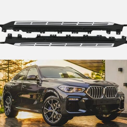 2PCS Running Boards for BMW X6 G06 2020-2025 Side Steps Complete Kit Car Nerf Bar New Upgrade Black Panel with Anti-Slip Particles (for Dedicated Vehicles only) in Saudi Arabia