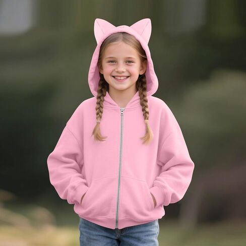 الفتيات zip udies size 10-12 fall fall cat cat cat cat ascerize quidie stupy jukets long long sweeve coatshirt coats in Kuwait