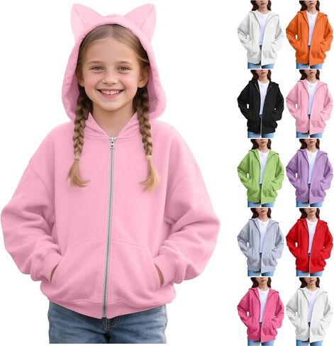 الفتيات zip udies size 10-12 fall fall cat cat cat cat ascerize quidie stupy jukets long long sweeve coatshirt coats in Kuwait