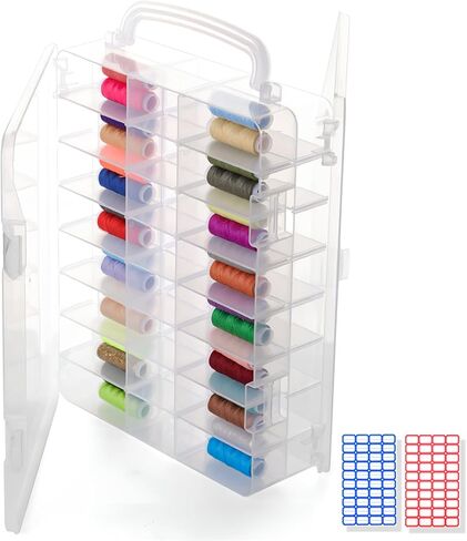 منظم خرز مكون من 36 شبكة قابلة للتعديل، حاويات تخزين صندوق بلاستيكي سميك شفاف مقاس 10 × 7 بوصات مع ورقتين لاصقتين للرسم الماسي، وصناعة المجوهرات (أبيض، برتقالي) in Kuwait