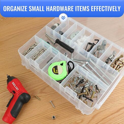 منظم خرز مكون من 36 شبكة قابلة للتعديل، حاويات تخزين صندوق بلاستيكي سميك شفاف مقاس 10 × 7 بوصات مع ورقتين لاصقتين للرسم الماسي، وصناعة المجوهرات (أبيض، برتقالي) in Kuwait