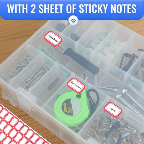 منظم خرز مكون من 36 شبكة قابلة للتعديل، حاويات تخزين صندوق بلاستيكي سميك شفاف مقاس 10 × 7 بوصات مع ورقتين لاصقتين للرسم الماسي، وصناعة المجوهرات (أبيض، برتقالي) in Kuwait