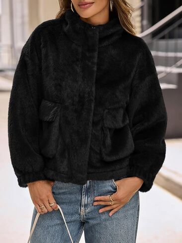 Tankaneo Womens اقتصاص الفراء الفراء Fuece Fleece Stand Stand zip up Jacket 2025 Winter Warm Warm Wark in Saudi Arabia