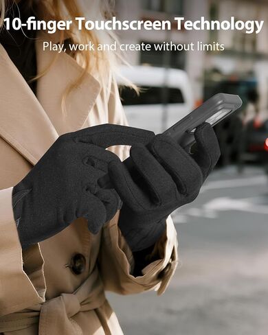 Pixel Panda Winter Gloves for Women Touchscreen, Womens Glove for Cold Weather with Non-Slip Leather Strip and Windproof Cuff in Kuwait