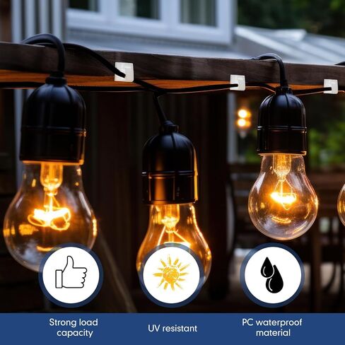 200 Pcs Outdoor Light Clips Clear Adhesive Cable Clips for Christmas Outdoor String Lights with Adhesive Strips Patio Decor for Wall Wire Holder for Hanging Cable Management Cord Organizer in Kuwait