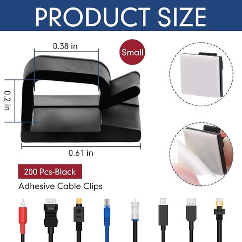 200 Pcs Outdoor Light Clips Clear Adhesive Cable Clips for Christmas Outdoor String Lights with Adhesive Strips Patio Decor for Wall Wire Holder for Hanging Cable Management Cord Organizer in Saudi Arabia