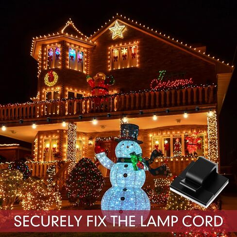 200 Pcs Outdoor Light Clips Clear Adhesive Cable Clips for Christmas Outdoor String Lights with Adhesive Strips Patio Decor for Wall Wire Holder for Hanging Cable Management Cord Organizer in Saudi Arabia