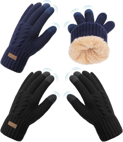 القفازات الشتوية للسيدات الطقس البارد دافئ متماسكة اللمس أصابع مرنة الكفة ناعمة بطانة ناعمة in Kuwait