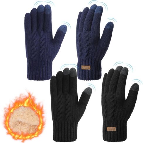 القفازات الشتوية للسيدات الطقس البارد دافئ متماسكة اللمس أصابع مرنة الكفة ناعمة بطانة ناعمة in Kuwait