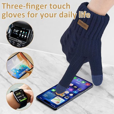 القفازات الشتوية للسيدات الطقس البارد دافئ متماسكة اللمس أصابع مرنة الكفة ناعمة بطانة ناعمة in Kuwait
