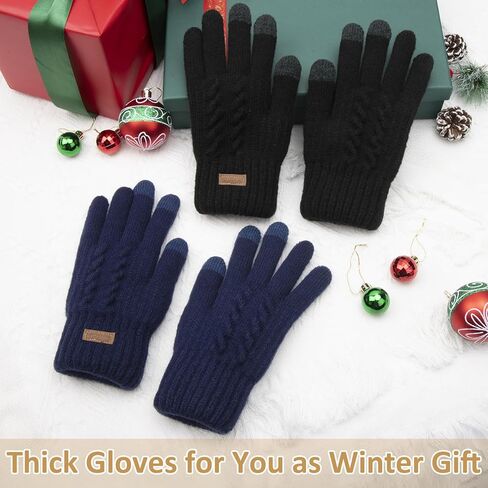 القفازات الشتوية للسيدات الطقس البارد دافئ متماسكة اللمس أصابع مرنة الكفة ناعمة بطانة ناعمة in Kuwait
