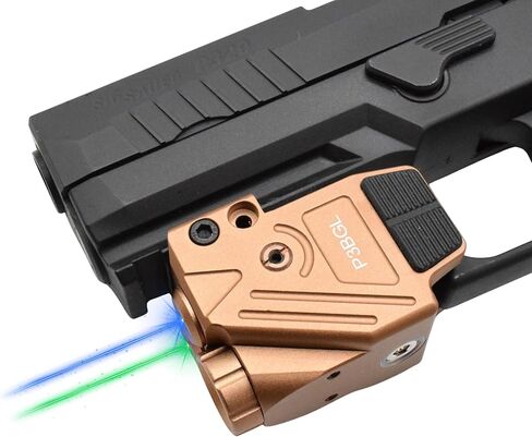 HiLight P3BGL TAN Blue Laser Sight Green Laser Sight 500lm مصباح يدوي لمسدس المسدس مع بطارية Micro USB قابلة لإعادة الشحن، درجة الطائرات العسكرية من الألومنيوم المؤكسد بلون أسمر ضارب للصفرة in Kuwait