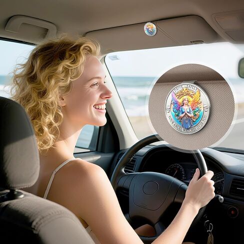 مقطع Guardian Angel Visor ، Guardian Angel for Car Visor Clip ، تصميم إغاثة ثلاثي الأبعاد ملون للسفر الآمن ، الهدية الروحية للسائقين والأحباء (1) in Kuwait