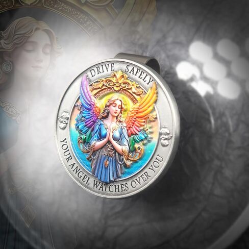 مقطع Guardian Angel Visor ، Guardian Angel for Car Visor Clip ، تصميم إغاثة ثلاثي الأبعاد ملون للسفر الآمن ، الهدية الروحية للسائقين والأحباء (1) in Kuwait