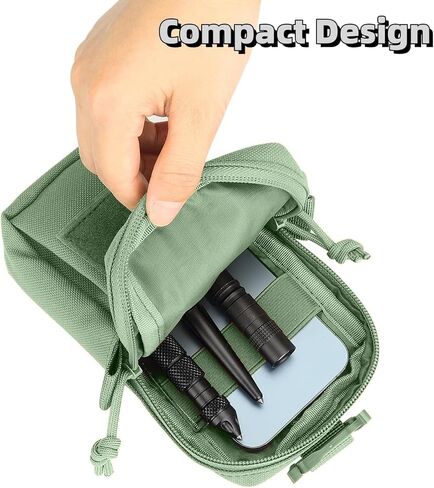حقيبة إكسسوارات PreciousU التكتيكية Molle، حقيبة ظهر بحزام كتف مع جيب بسحاب مزدوج، وجيب علوي ومرفق حزام كتف - مثالية للأنشطة الخارجية والعتاد التكتيكي in Saudi Arabia