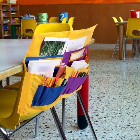 12 Pieces Chairback Pockets Chart, 6 Bright Color Seat Storage Organizer for Kids School Supplies with 6 Pockets Keeps Students Organized and Classrooms Neat, 15.5 x 19 Inch (Bright Color) in Saudi Arabia