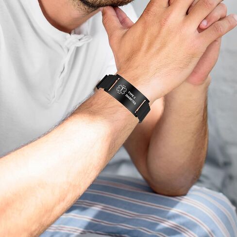 Medical Alert Bracelet for Women Men, Adjustable Waterproof Medical Alert ID Wristband for Diabetic D.N.R Epilepsy Pacemaker in Saudi Arabia