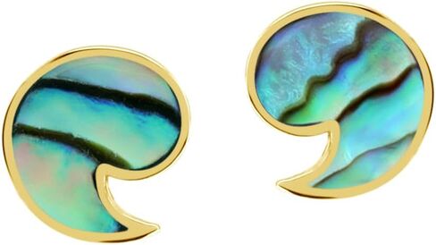 Silvershake Petite White Mother Of Pearl Inlay 925 Sterling Silver Minimalist Apostrophe or Comma Casual Stud Earrings Jewelry for Women or Teens in Saudi Arabia