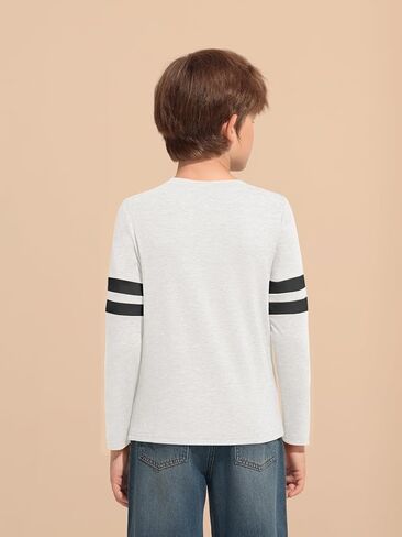 Haloumoning Boys Long Sleeve Shirts Kids Crewneck T Shirts Casual Striped Tops Tees 5-14 Years in Saudi Arabia