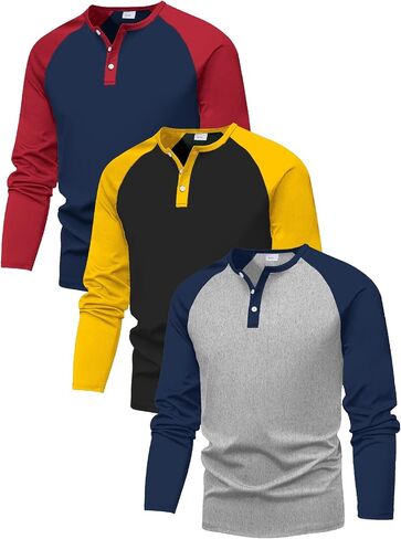PURECHAPTER 3 Pack Boys Long Sleeve قمصان رياضية مسدودة قمصان البيسبول غير الرسمية للأولاد in Kuwait