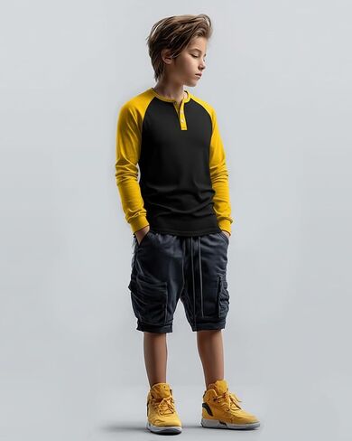 PURECHAPTER 3 Pack Boys Long Sleeve قمصان رياضية مسدودة قمصان البيسبول غير الرسمية للأولاد in Kuwait