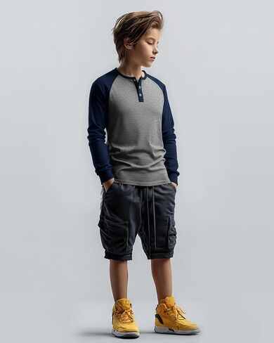 PURECHAPTER 3 Pack Boys Long Sleeve قمصان رياضية مسدودة قمصان البيسبول غير الرسمية للأولاد in Kuwait