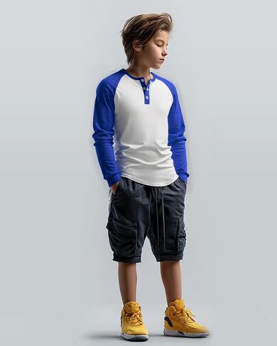 PURECHAPTER 3 Pack Boys Long Sleeve قمصان رياضية مسدودة قمصان البيسبول غير الرسمية للأولاد in Kuwait