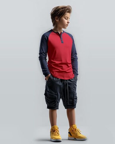PURECHAPTER 3 Pack Boys Long Sleeve قمصان رياضية مسدودة قمصان البيسبول غير الرسمية للأولاد in Kuwait