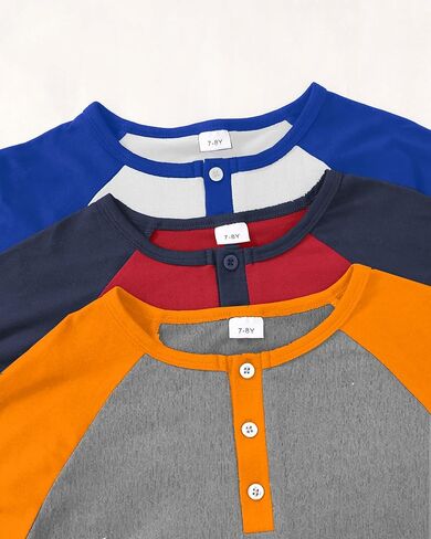PURECHAPTER 3 Pack Boys Long Sleeve قمصان رياضية مسدودة قمصان البيسبول غير الرسمية للأولاد in Kuwait