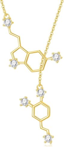PELOVNY Serotonin Necklace 925 Sterling Silver Happiness Dopamine Molecule Lariat Y Necklace Science Jewelry Chemistry Gifts for Women Mom Girlfriend Her BFF in Saudi Arabia