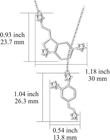 PELOVNY Serotonin Necklace 925 Sterling Silver Happiness Dopamine Molecule Lariat Y Necklace Science Jewelry Chemistry Gifts for Women Mom Girlfriend Her BFF in Saudi Arabia