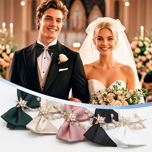 علاقات القوس الضخمة للرجال قابلة للفصل مسبقًا التعادل مع القوس مع دخن اللؤلؤ لمأدبة زفاف Tuxedo in Kuwait