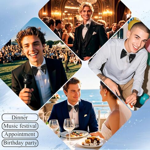 علاقات القوس الضخمة للرجال قابلة للفصل مسبقًا التعادل مع القوس مع دخن اللؤلؤ لمأدبة زفاف Tuxedo in Kuwait