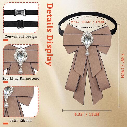 Rhinestone Bow Tie for Women and Girls, Adjustable Pre-tied Womens Bow Ties Sparkly Women's Bowtie for Party Uniform in Saudi Arabia