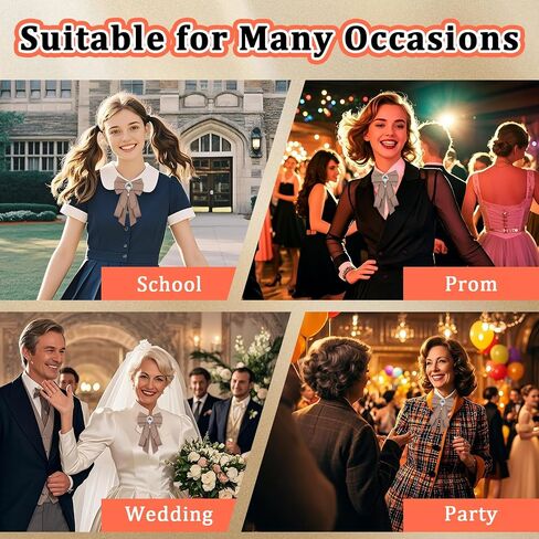 Rhinestone Bow Tie for Women and Girls, Adjustable Pre-tied Womens Bow Ties Sparkly Women's Bowtie for Party Uniform in Saudi Arabia