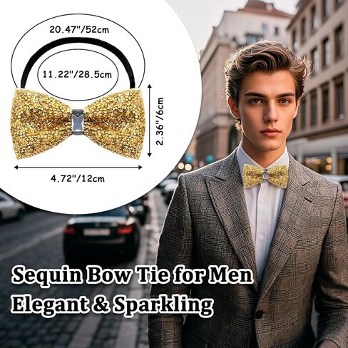 Rhinestone Bow Ties for Men, Sparkly Bowties Men Pre-tied Adjustable Diamond Mens Bow Tie for Party Banquet Wedding in Kuwait
