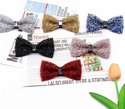 Rhinestone Bow Ties for Men, Sparkly Bowties Men Pre-tied Adjustable Diamond Mens Bow Tie for Party Banquet Wedding in Kuwait