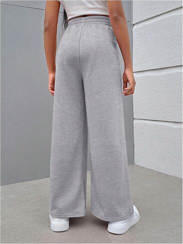 OYOANGLE Girl's Wide Leg Sweatpants Elastic High Waisted Sports Athletic Open Bottom Pants in Saudi Arabia