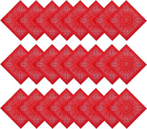 choyaxo 24pcs Bandanas Bulk Red Western Bandana Cowboy Bandanas Face Cover Head Wrap for daily Halloween Party in Saudi Arabia