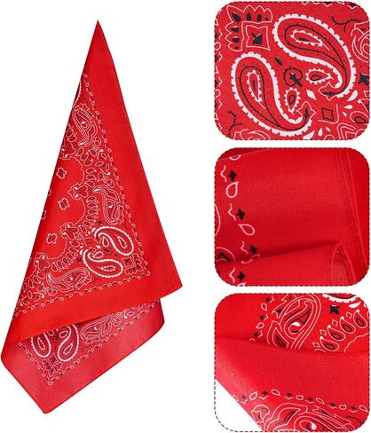 choyaxo 24pcs Bandanas Bulk Red Western Bandana Cowboy Bandanas Face Cover Head Wrap for daily Halloween Party in Saudi Arabia