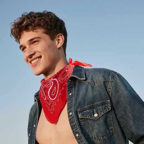 choyaxo 24pcs Bandanas Bulk Red Western Bandana Cowboy Bandanas Face Cover Head Wrap for daily Halloween Party in Saudi Arabia