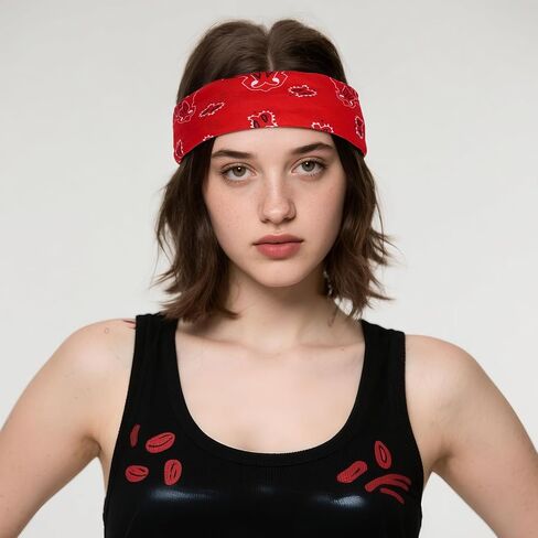 choyaxo 24pcs Bandanas Bulk Red Western Bandana Cowboy Bandanas Face Cover Head Wrap for daily Halloween Party in Saudi Arabia