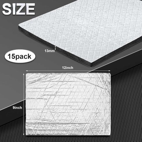 Nuanchu 512mil 11.25 Sq ft 13 mm Thickened Cars Sound Deading Material 9 x 12 Inch 15 Pack Car Insulation Heat Sound Deadener with Audio Noise Insulation and Vibration Dampening in Saudi Arabia