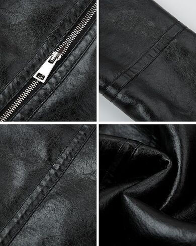 Women Fur Leather Jacket Shearing Cropped Faux Fur Lined Moto Biker Coat in Kuwait