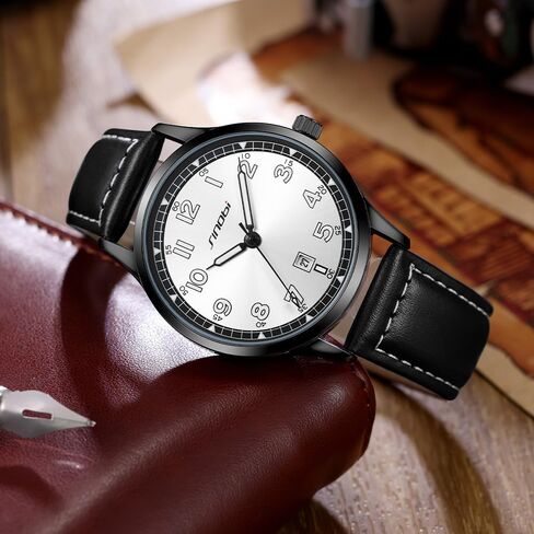 Classic Watches for Men with Calendar Water Resistant Luminous Easy Read Time Arabic Numerals Men Dress Watch in Kuwait