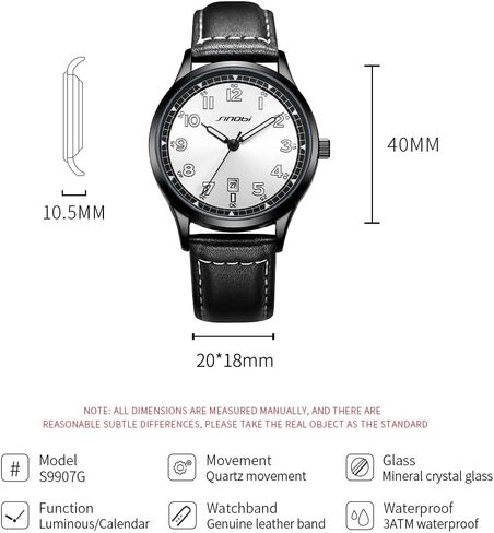 Classic Watches for Men with Calendar Water Resistant Luminous Easy Read Time Arabic Numerals Men Dress Watch in Kuwait